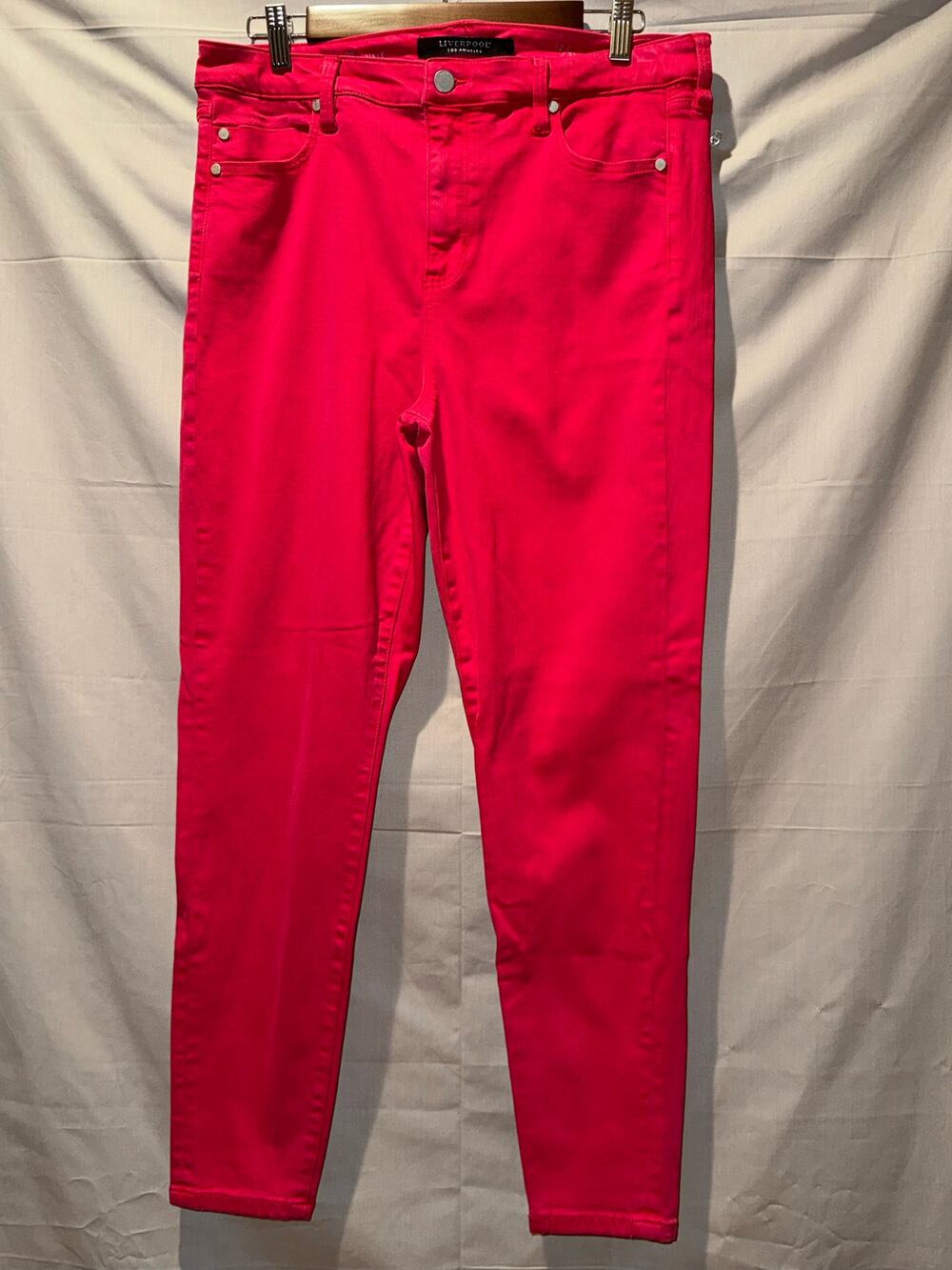 Liverpool Los Angeles High Rise Ankle Skinny Lollipop Red Stretch Jeans, Size 12